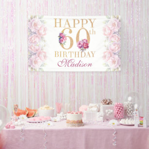 Banderoles Luxe 60e anniversaire Peonies Pink Gold Parties sc