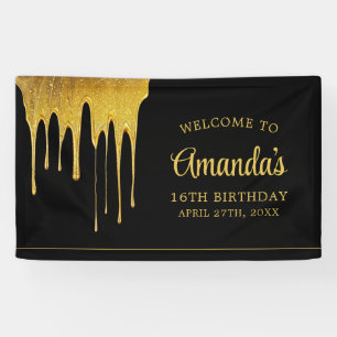 Banderoles Luxe Black & Gold Parties scintillant Drip Sweet 1