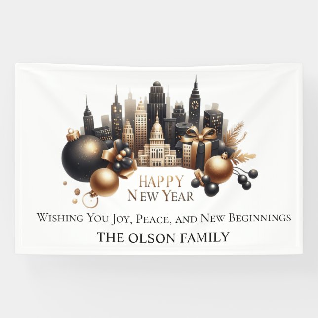 Banderoles Luxurious Cityscape New Year’s Greeting (Horizontal)