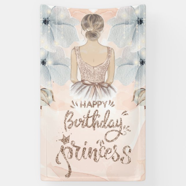 Banderoles Luxury Princess Joyeux anniversaire parties scinti (Vertical)