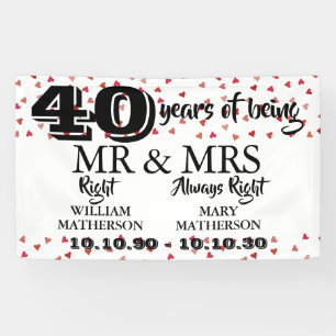 Banderoles M. Mme Right Fun 40e anniversaire de mariage Rubis