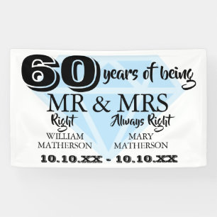 Banderoles M. Mme Right Fun 60e anniversaire de mariage de di