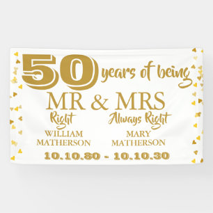 Banderoles M. Mme Right Fun Golden 50e anniversaire de mariag
