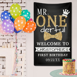 Banderoles M. ONEderful 1er anniversaire Bienvenue
