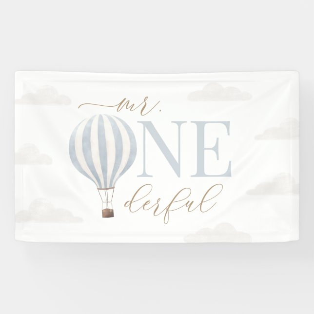 Banderoles M. Onederful Hot Air Balloon Anniversaire (Horizontal)