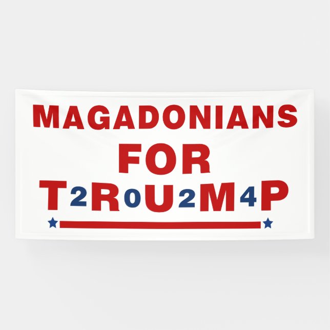 Banderoles Magadoniens pour Trump 2024 Red Blue Star (Horizontal)