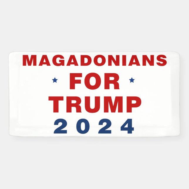 Banderoles Magadoniens pour Trump 2024 Rouge bleu (Horizontal)