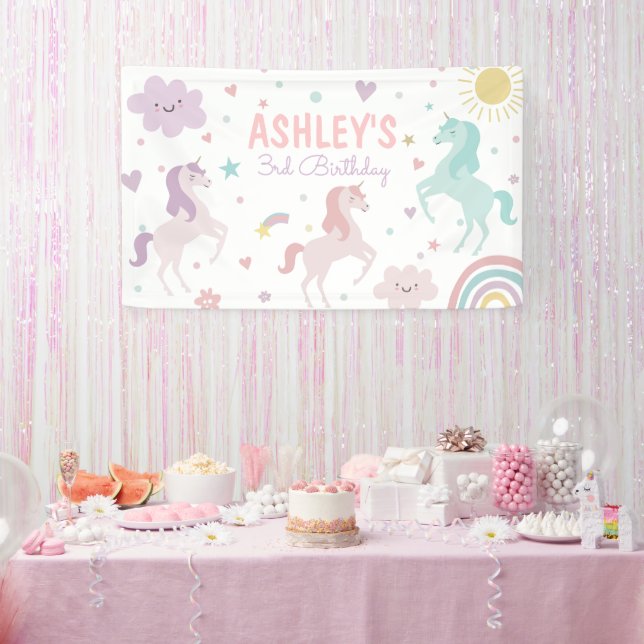 Banderoles Magic Pastel Unicorn Rainbow Birthday Party (Fête)