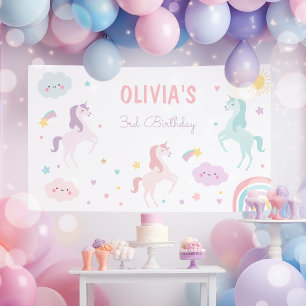 Banderoles Magic Pastel Unicorn Rainbow Birthday Party