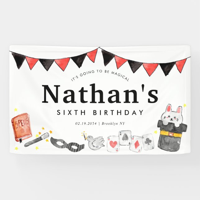 Banderoles Magicien Rabbit Wand Magie Show Anniversaire (Horizontal)