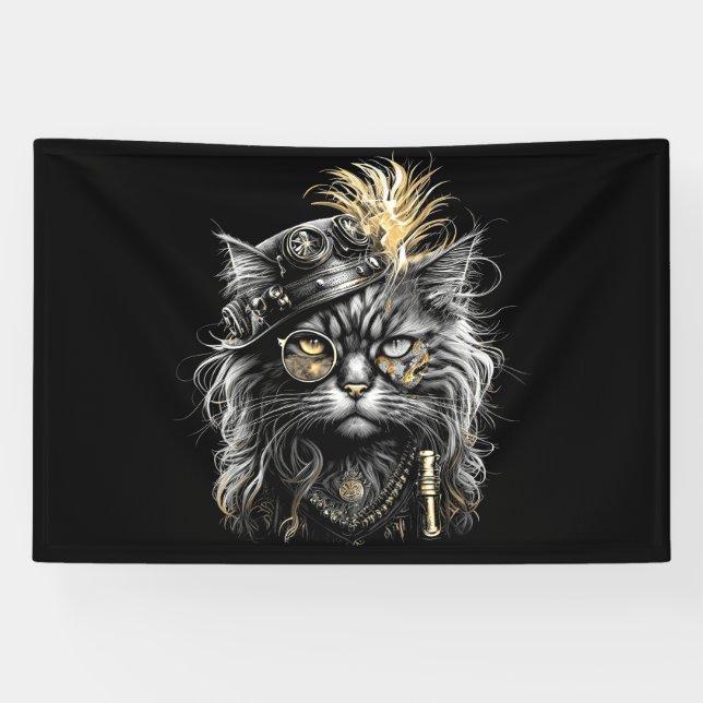 Banderoles Magnifique chat steampunk  (Horizontal)