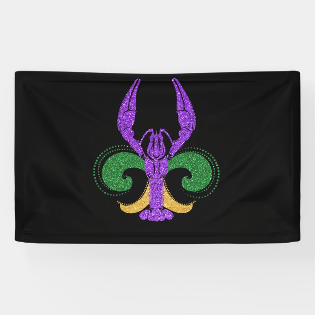 Banderoles Magnifique Mardi Gras Fleur Lis Crawfish Nouvelle- (Horizontal)