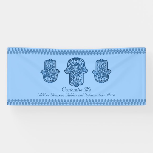 Banderoles Main de henné de Hamsa (bleu) (Horizontal)