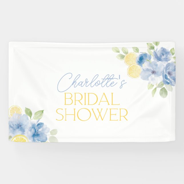 Banderoles Main Squeeze Blue Floral Citrus Bridal Shower  (Horizontal)