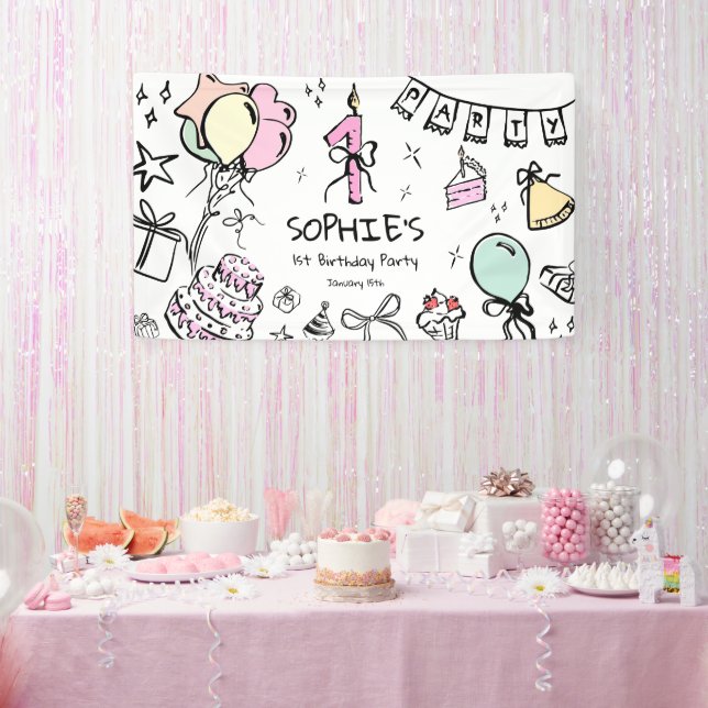 Banderoles Main tirée 1er anniversaire (Fête)