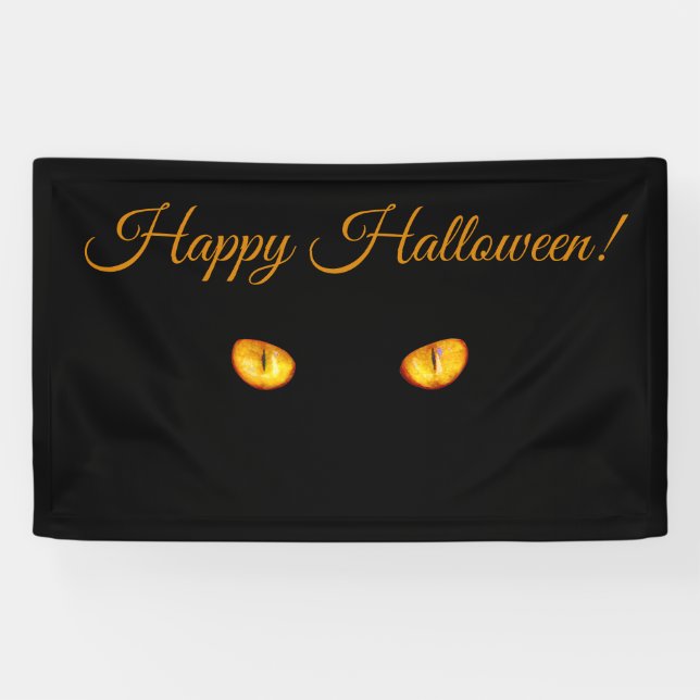 Banderoles Maintenant Il vous voit Chat noir Ajouter du texte (Horizontal)