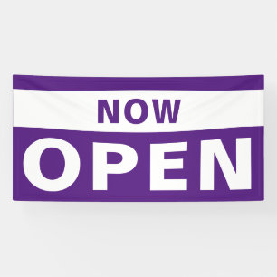 Banderoles Maintenant Open Business Violet Blanc Grand Pannea