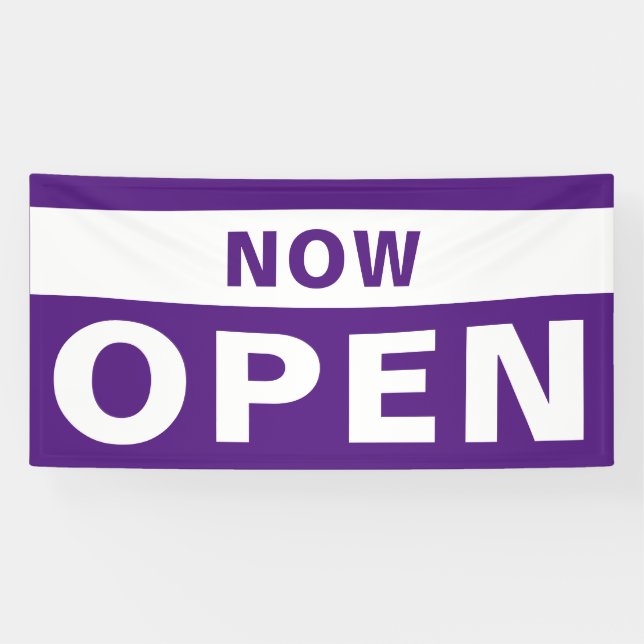 Banderoles Maintenant Open Business Violet Blanc Grand Pannea (Horizontal)