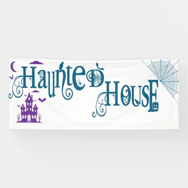 Banderoles Maison hantée amusante d'Halloween (Horizontal)