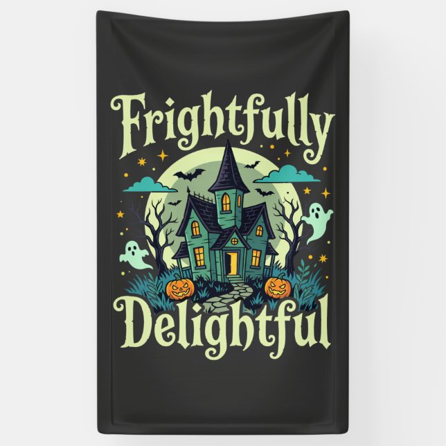 Banderoles Maison Hantée Halloween Effroyablement Délicieuse  (Vertical)