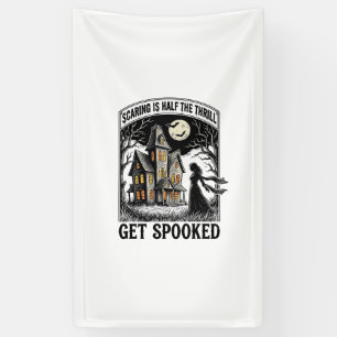 Banderoles Maison Hantée Halloween Gravure Vintage Horreur S