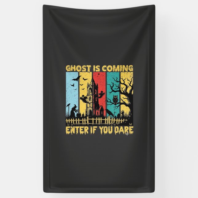 Banderoles Maison Hantée Halloween Sorcière Chouette Arrivée  (Vertical)