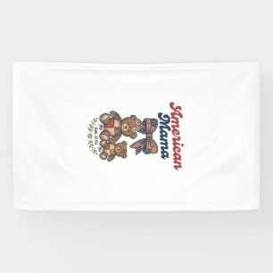 Banderoles Mama Américaine Ours Patriote Patchwork Vector Des