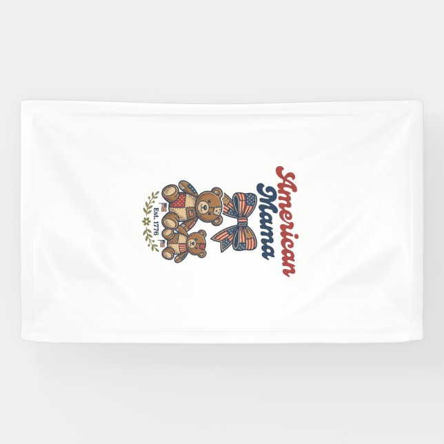 Banderoles Mama Américaine Ours Patriote Patchwork Vector Des (Horizontal)