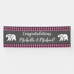 Banderoles Mama Bear Baby shower Woodland Lodge Girl Pink