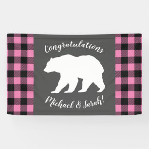 Banderoles Mama Bear Baby shower Woodland Lodge Girl Pink