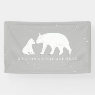 Banderoles Mama et bébé Baby shower gris de la neige à l'o