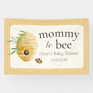 Banderoles Maman Abeille Rayée Jaune Miel Bébé Shower 