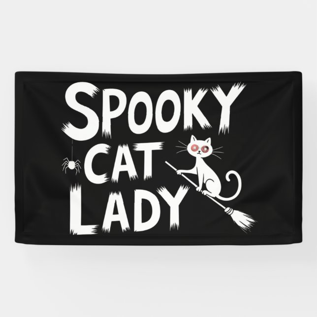 Banderoles Maman Chat Effrayant Dame Chat Effrayant Halloween (Horizontal)