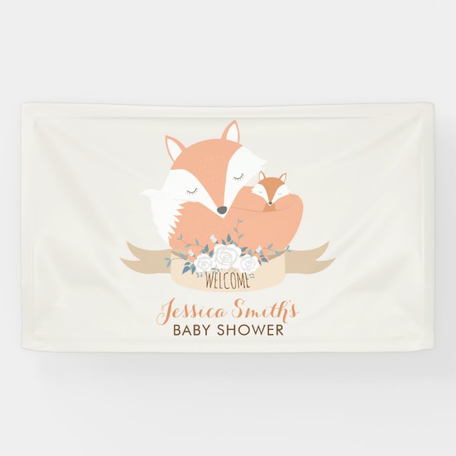 Banderoles Maman et bébé Baby shower Red Fox (Horizontal)