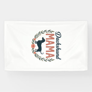 Banderoles Maman teckel vintage fleurs amateur de chien vecte