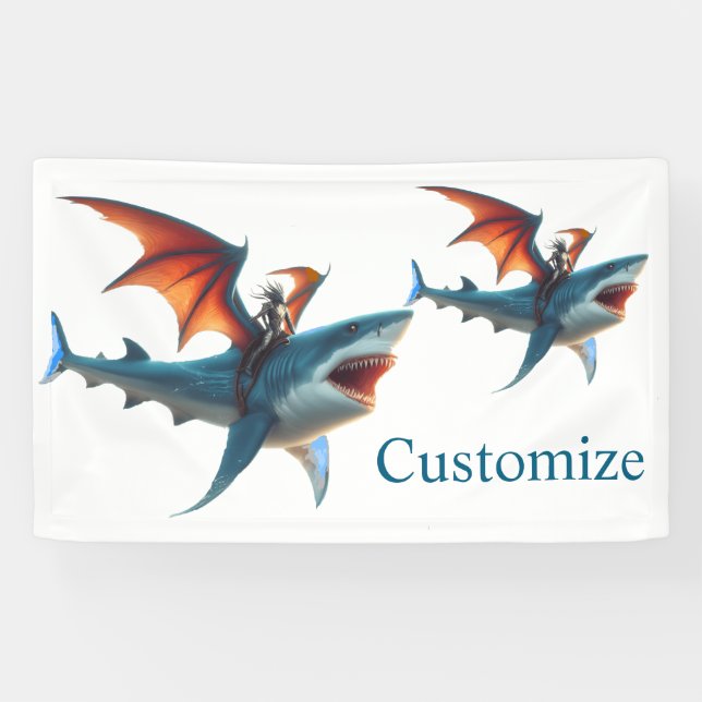 Banderoles Man-Bat équitation Scary Shark Thunder_Cove (Horizontal)