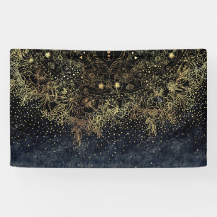 Banderoles Mandala et confetti floraux d'or