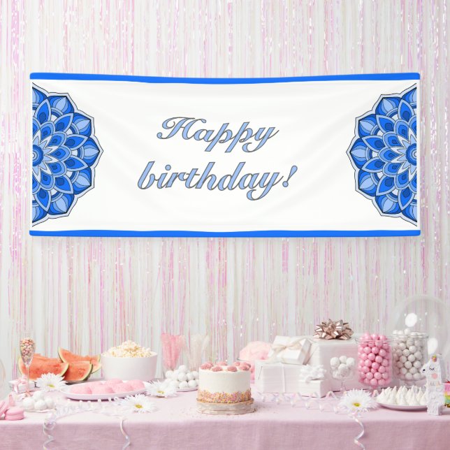Banderoles Mandala in blue birthday (Fête)