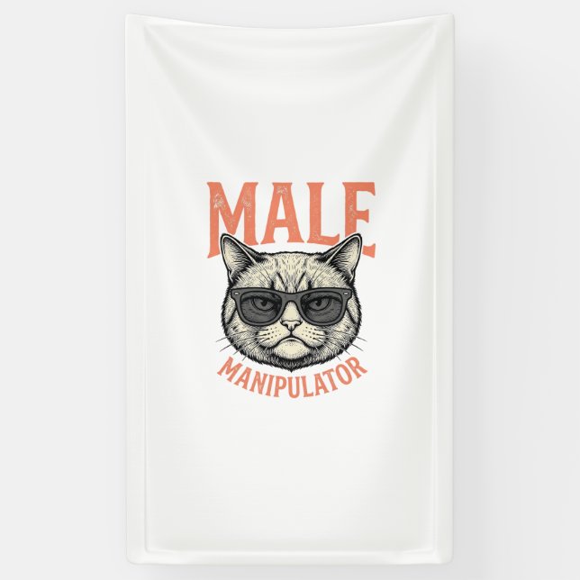 Banderoles Manipulateur Masculin Lunettes de Soleil Chat Drôl (Vertical)