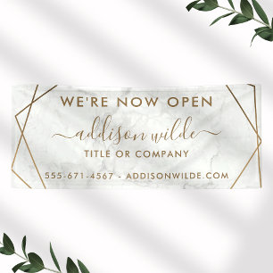 Banderoles Marbre blanc géométrique Or Abstrait