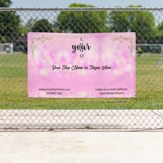 Banderoles Marché du logo de la société Pink and Gold (En situation)