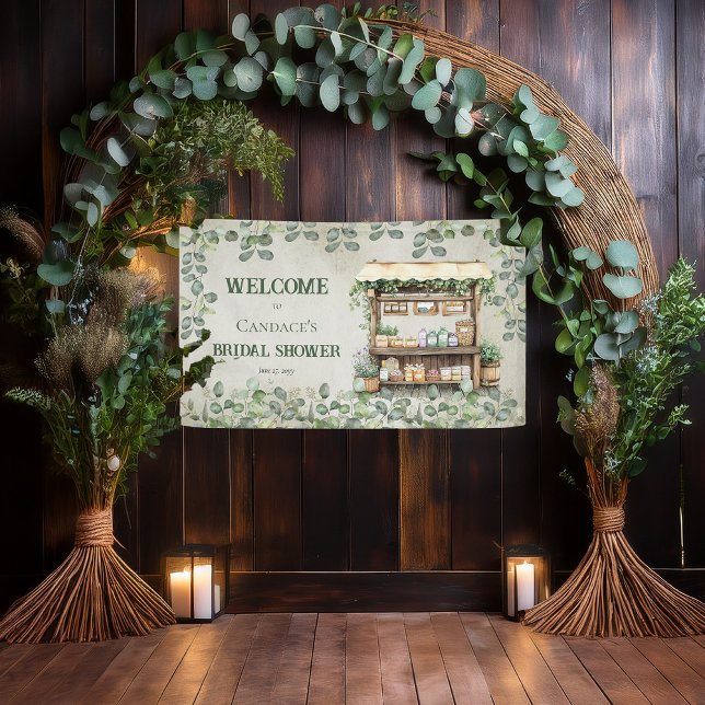 Banderoles Marché fermier Stand de ferme Bienvenue Baby Showe (Fresh Off the Market Collection -- Farmer's Market Farm Stand and Eucalyptus Bridal Shower Banner)