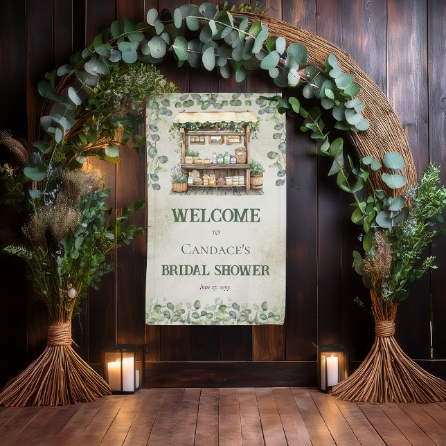 Banderoles Marché fermier Stand de ferme Bienvenue enterremen (Fresh Off the Market Collection -- Farmer's Market Farm Stand and Eucalyptus Bridal Shower Banner)