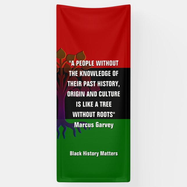 Banderoles Marcus Garvey TREE SANS RACINE Histoire noire (Vertical)