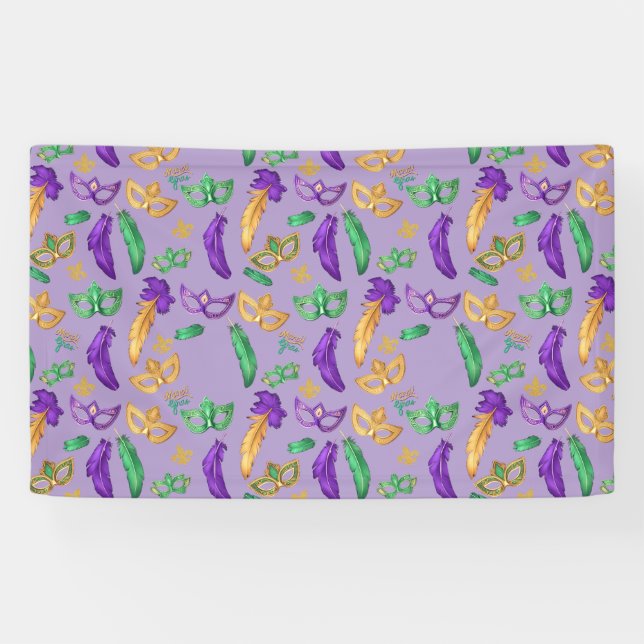 Banderoles Mardi Gras coloré à motifs (Horizontal)