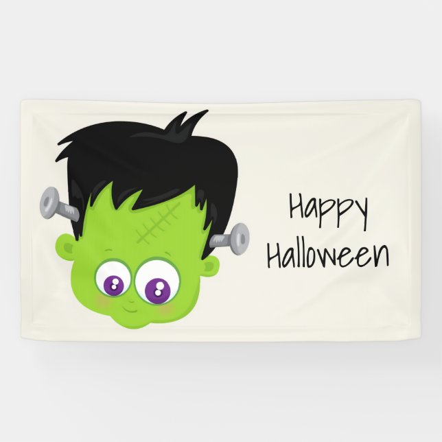 Banderoles Mare Green Frankenstein Monster face Halloween (Horizontal)