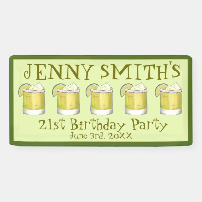 Banderoles Margarita Cocktail 21e Anniversaire Enterrement de (Horizontal)