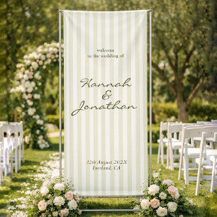 Banderoles Mariage à la rayure vert olive