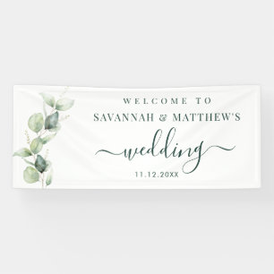 Banderoles Mariage à l'aquarelle Eucalyptus Script