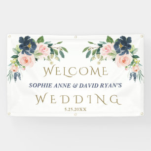 Banderoles Mariage Affiche de bienvenue de la marine Blue Blu